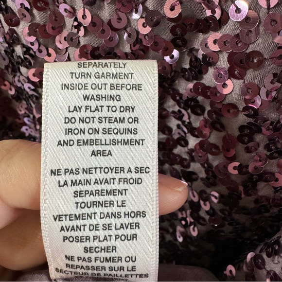 Rebecca Taylor Purple Scoop Neck 100% Silk Sequin Tank Top - Picture 9 of 9